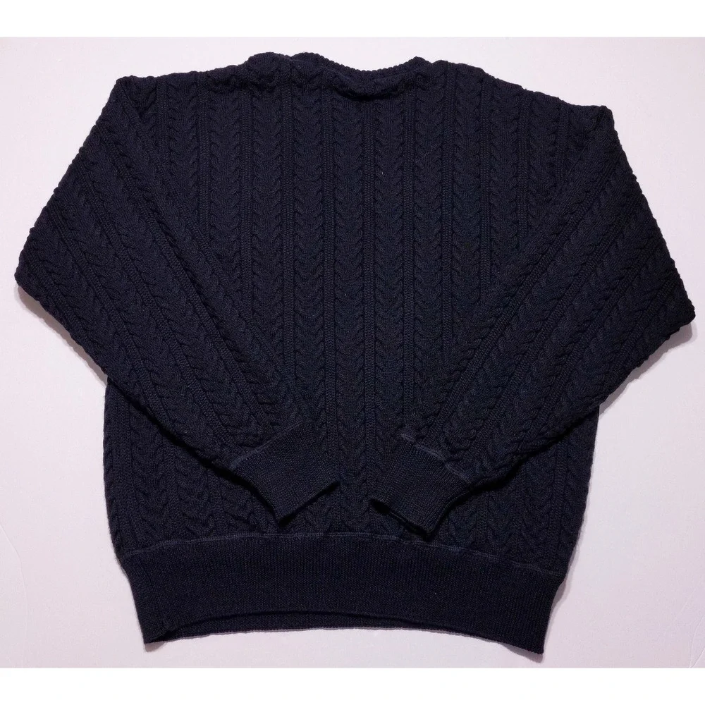 Vintage DESCENTE Walt Disney World Golf Classic Cable Knit Wool Sweater Black XL